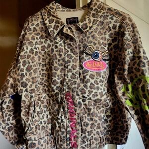Von Dutch Leopard Print Jean Jacket